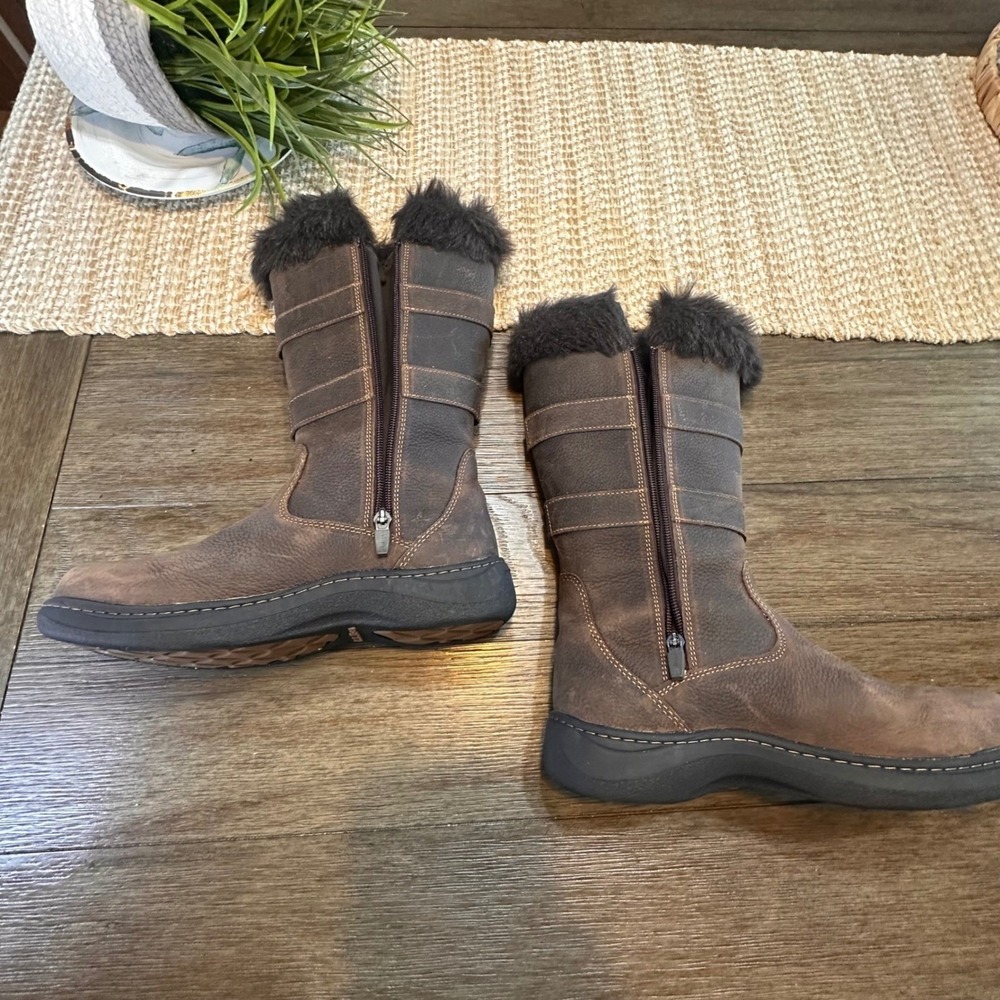 LL Bean Nordic Tek  Waterproof‎ Brown Leather Faux Fur Winter Boots Womens  6.5M - Picture 10 of 16